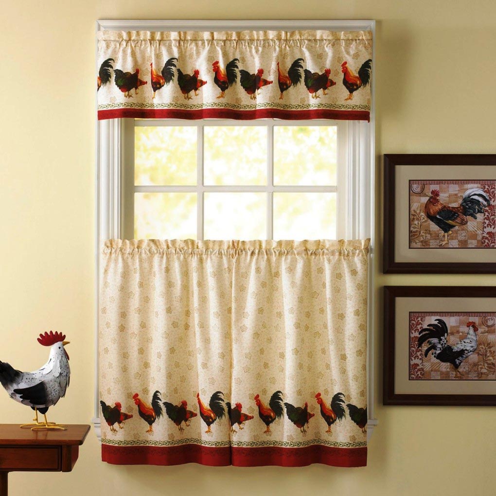 French country curtains with animal motifs